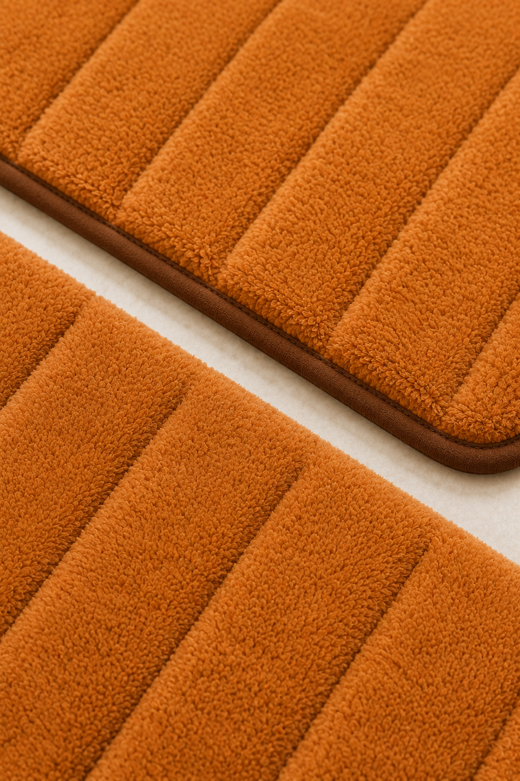 Süngerli Banyo Paspası Seti Kaymaz Taban - Kahverengi Peluş