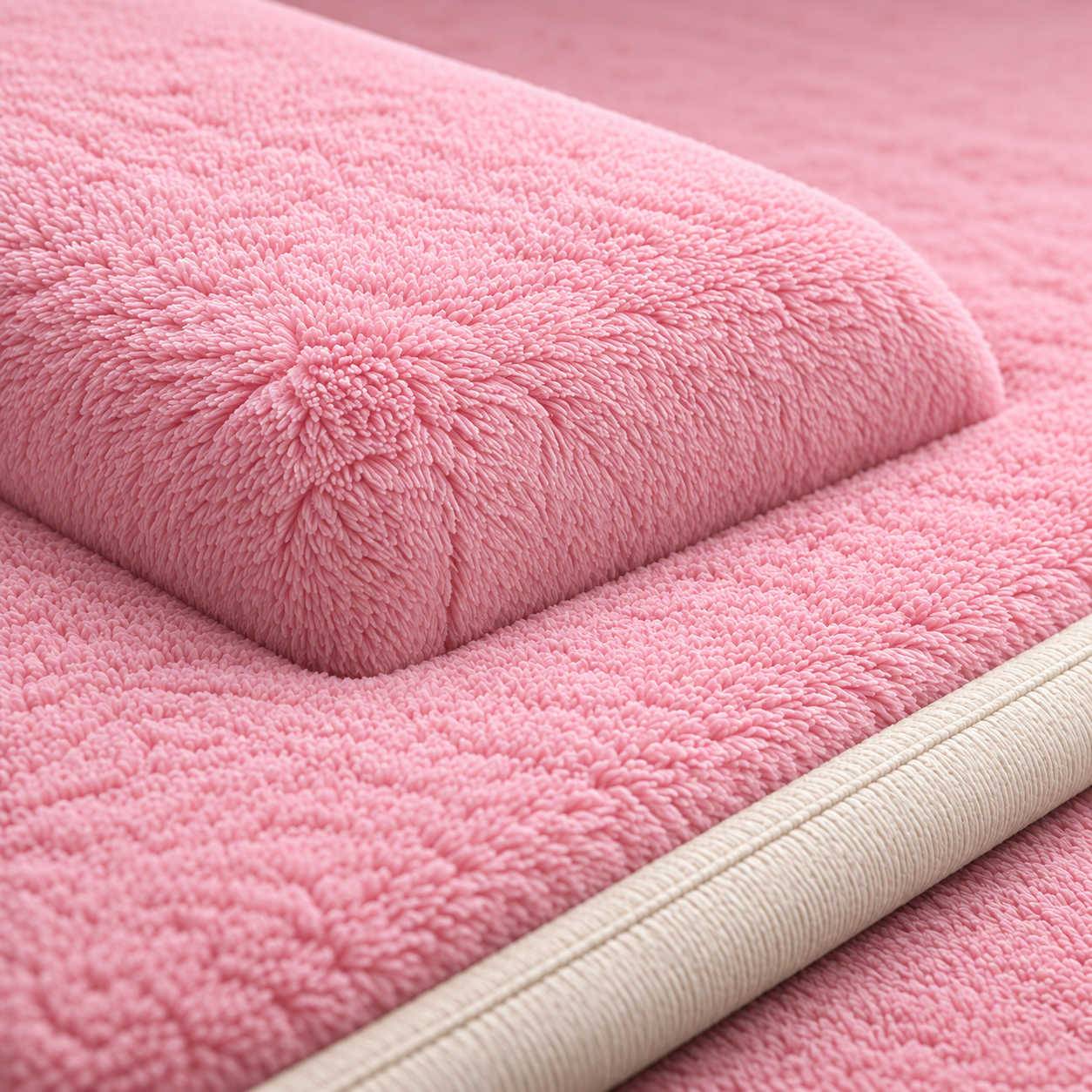 7 CM Ortopedik Ortası Süngerli Diz Ağrıtmaz Pembe Peluş Seccade Namazlık