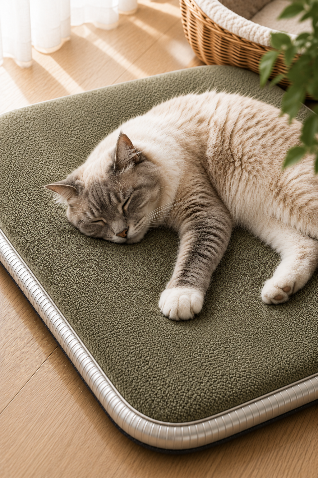 Visco Kedi Köpek Yatağı – 3 CM Hafızalı Sünger, Pati Dostu Haki Kumaş