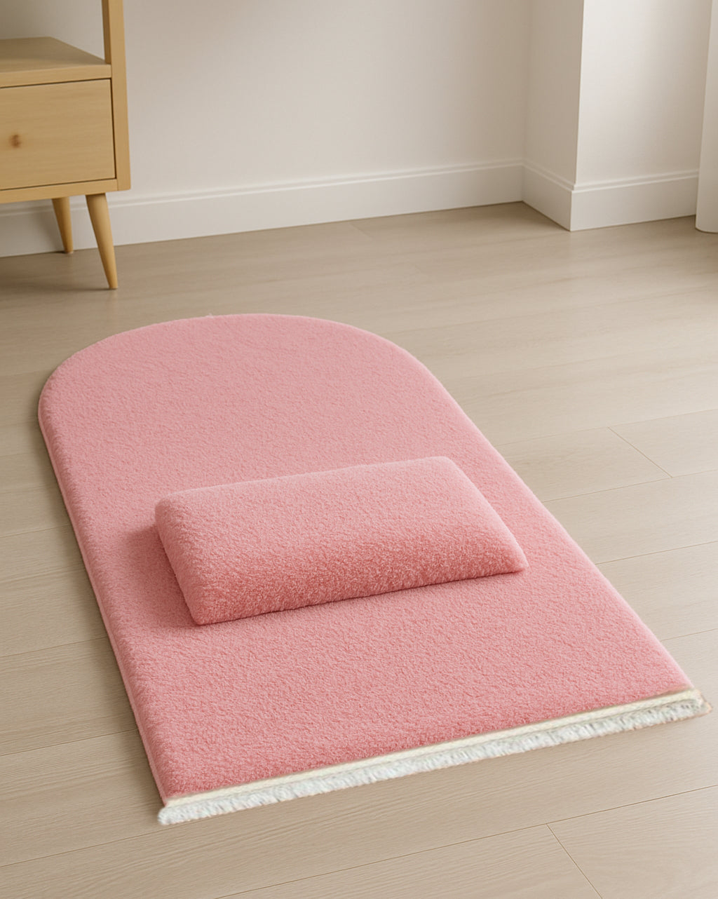 7 CM Ortopedik Ortası Süngerli Diz Ağrıtmaz Pembe Peluş Seccade Namazlık